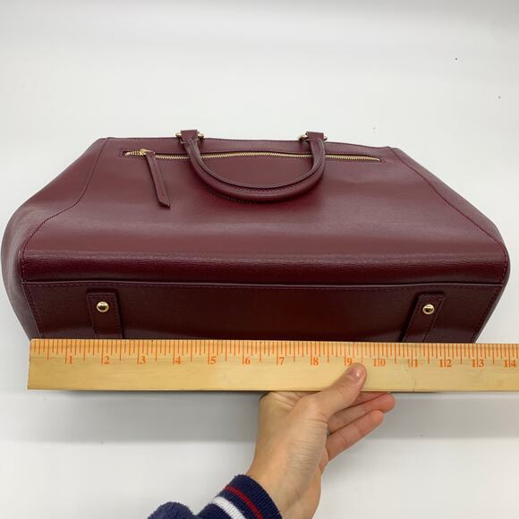 Dooney & Bourke Leather Purse Saffiano Zip Satchel Red Bordeaux - Picture 5 of 16